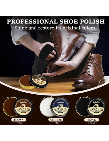 Kit de Brillo para Zapatos 15 Piezas - Limpiador y Acondicionador de Cuero