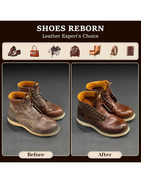 Kit de Brillo para Zapatos 15 Piezas - Limpiador y Acondicionador de Cuero