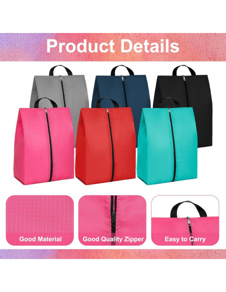 6 Bolsas de Zapatos de Viaje Portátiles con Cremallera - Multiusos
