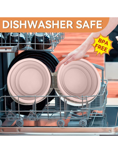 Cuencos Plegables para Perros ABIXIEYQ Doble Silicona Rosa