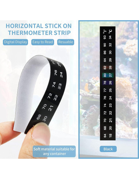 6 Termómetros Adhesivos Digitales Frienda para Acuarios 18-34C
