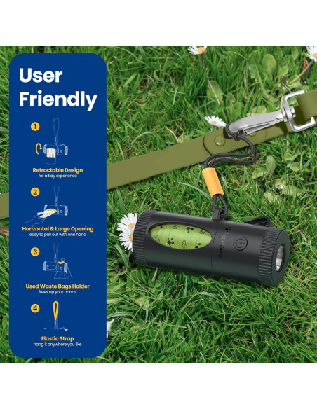 Dispensador de bolsas de excremento PawView con linterna LED