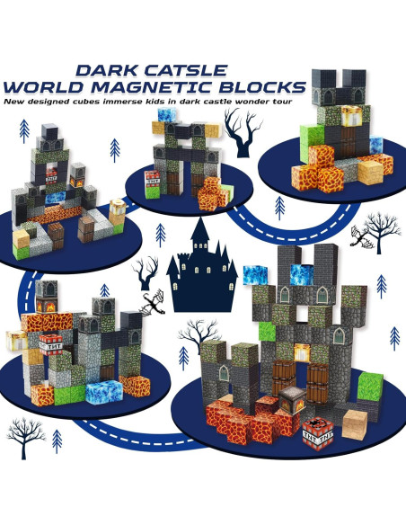 60 Bloques Magnéticos Castillo Oscuro GraceDuck - Juguetes STEM