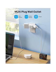 Extensor de Enchufe TROND 2 Paquetes 3 Tomas AC Blanco 2