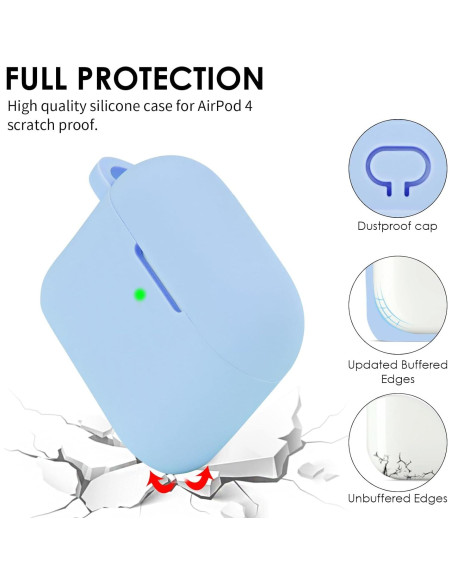 Funda de Silicona Filoto para AirPods 4 - Gris Azul, Resistente