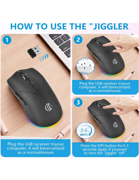 Ratón Inalámbrico Recargable AooKoNi BT 5.2 1600DPI Negro