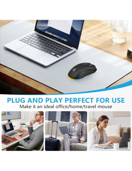 Ratón Inalámbrico Recargable AooKoNi BT 5.2 1600DPI Negro