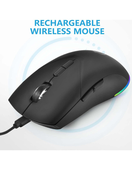 Ratón Inalámbrico Recargable AooKoNi BT 5.2 1600DPI Negro