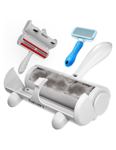 Rodillo Quitapelos Autolimpiante + Cepillo Aseo Mascotas