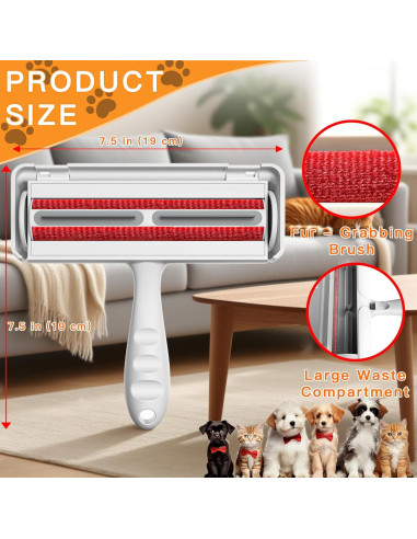 Rodillo Quitapelos Autolimpiante + Cepillo Aseo Mascotas