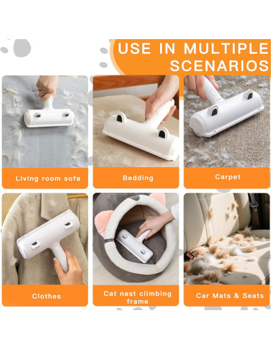 Rodillo Quitapelos Autolimpiante + Cepillo Aseo Mascotas