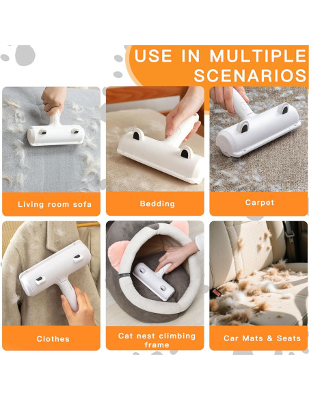 Rodillo Quitapelos Autolimpiante + Cepillo Aseo Mascotas