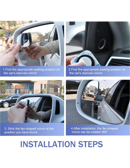 Espejos de Punto Ciego Dogary 4.8 cm Ajuste Universal Plata