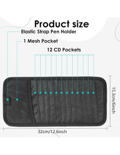 Soporte de CD para coche Trinkrittey con 12 fundas y bolsillo 2