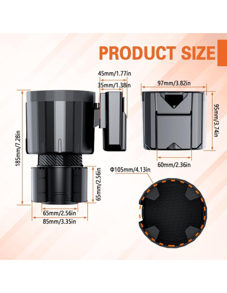 Expansor Soporte para Tazas de Coche Kutyun Ajustable 6.5-10 cm Expansor Soporte para Tazas de Coche Kutyun Ajustable 6.5-10 cm