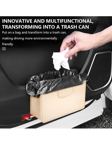 Basurero de Auto KHGUZ Beige Plegable Magnético 14.2x20.5cm