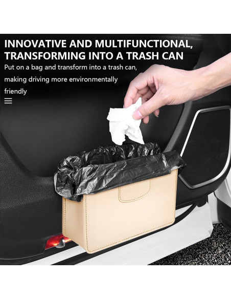 Basurero de Auto KHGUZ Beige Plegable Magnético 14.2x20.5cm