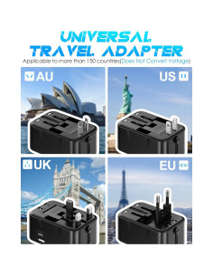 Adaptador de Viaje Universal URJD 2 Puertos USB Tipo C y A 2