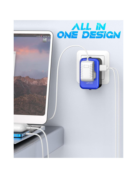 Adaptador de Viaje Universal URJD 2 Puertos USB Tipo C y A