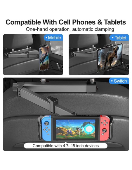 Soporte de Tablet para Coche HouDeOS Ajustable 4.7-15.5" Negro