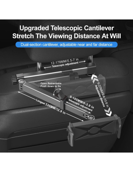 Soporte de Tablet para Coche HouDeOS Ajustable 4.7-15.5" Negro