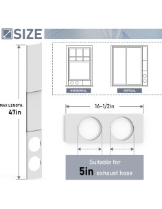 Kit Ventana Aire Acondicionado Portátil Doble Manguera Flamorrow 2