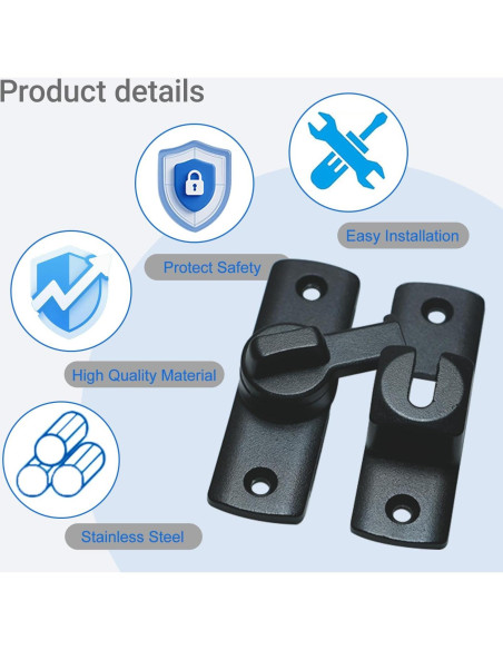 Cerradura de Puerta de Granero Cixuaiti 90/180 Grados Negra