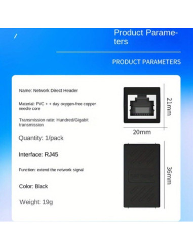 Acoplador RJ45 ZGZDWZYQYA Negro para Extensión Ethernet Cat7/Cat6