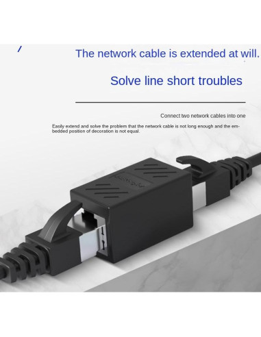 Acoplador RJ45 ZGZDWZYQYA Negro para Extensión Ethernet Cat7/Cat6