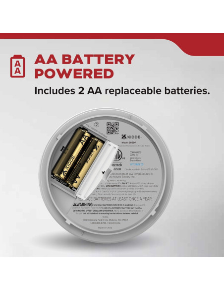 Detector de Humo Kidde 20SDR, Paquete de 3, Batería AA, LED