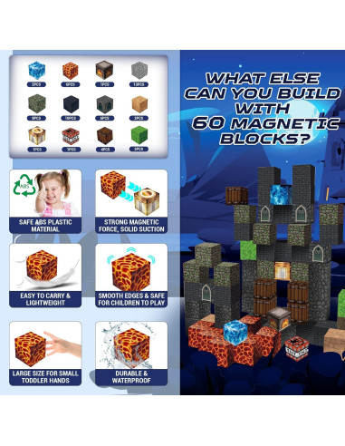60 Bloques Magnéticos Castillo Oscuro GraceDuck - Juguetes STEM