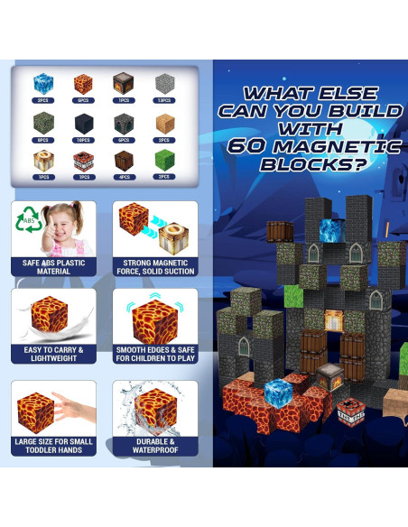 60 Bloques Magnéticos Castillo Oscuro GraceDuck - Juguetes STEM