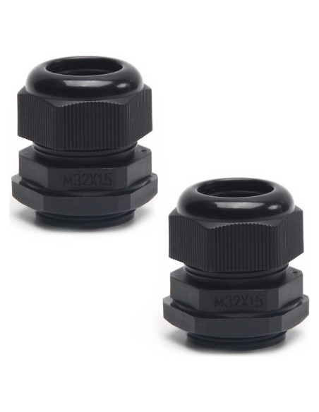 Pasacables M32 Fielect 2 Pcs Negro Impermeable 18-25mm