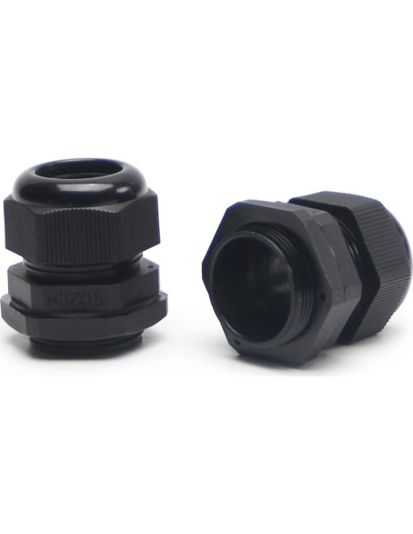 Pasacables M32 Fielect 2 Pcs Negro Impermeable 18-25mm