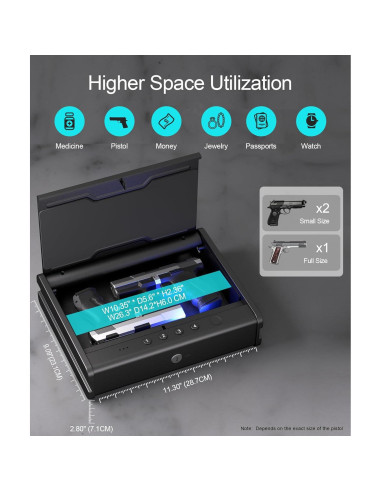 Caja Fuerte Biométrica PINEWORLD para Pistolas con APP 34x27cm