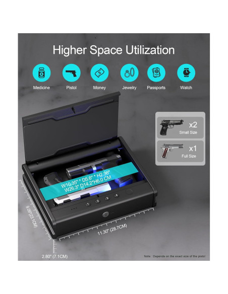 Caja Fuerte Biométrica PINEWORLD para Pistolas con APP 34x27cm