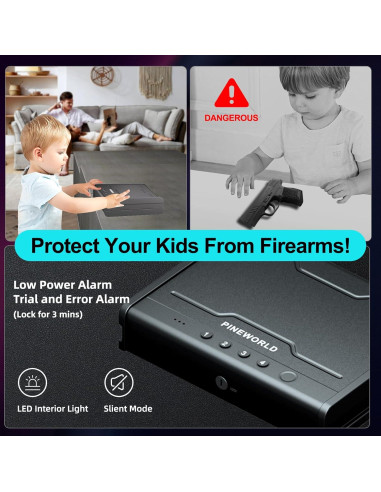 Caja Fuerte Biométrica PINEWORLD para Pistolas con APP 34x27cm