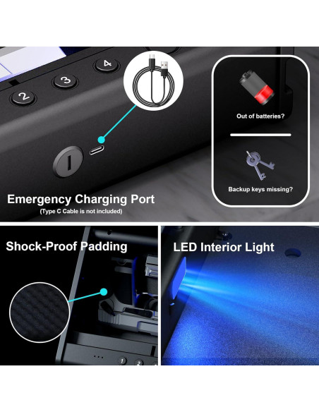 Caja Fuerte Biométrica PINEWORLD para Pistolas con APP 34x27cm