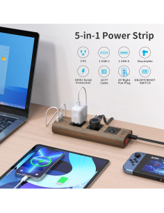 Regleta de Alimentación TOPREK con USB-C y USB-A 10 pies 2