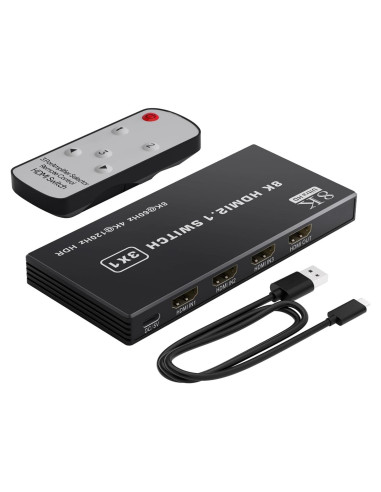 Interruptor HDMI 3 en 1 TAILAIERA 8K@60Hz con Control Remoto