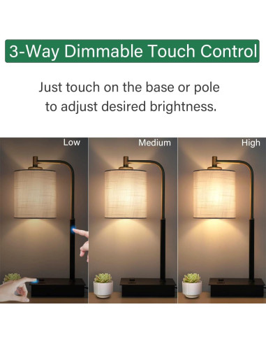 Lámpara de Mesa Táctil Mafeiyan con USB y 3 Niveles de Brillo