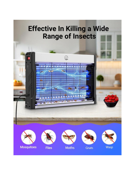 Zapper Eléctrico Mosiller 3000V para Insectos - Interior