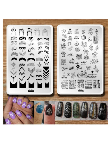 Kit de Placas de Estampado de Uñas Mezerdoo 2 Piezas 9.5x14.5cm