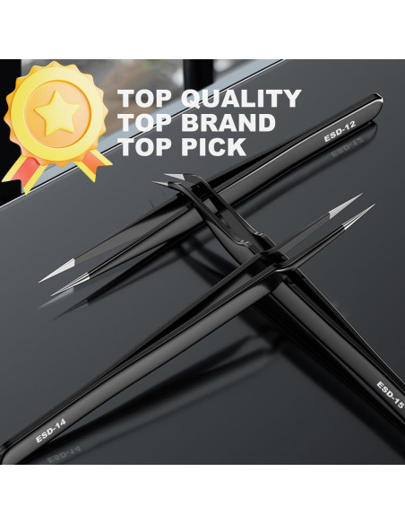 Juego de Pinzas de Precisión Antonki 12 Piezas con Estuche