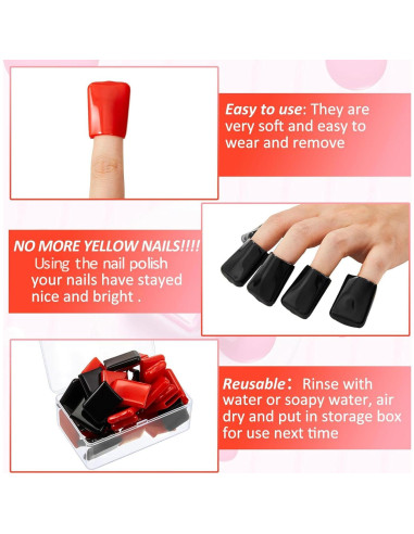40 Protectores de Uñas UV Patelai en Rojo y Negro