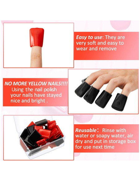 40 Protectores de Uñas UV Patelai en Rojo y Negro