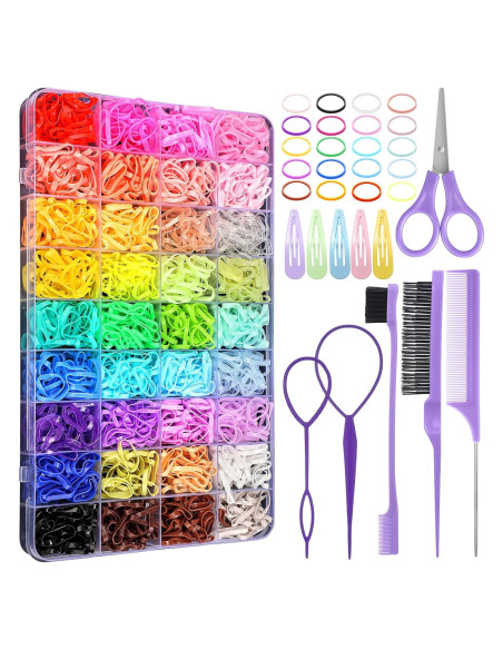 36 Colores Bandas de Goma Elásticas Auroray - 2500 Pcs con Herramientas