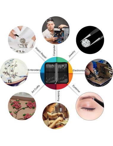 Juego de Pinzas de Precisión Antonki 12 Piezas con Estuche