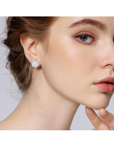 Pendientes de Clip Hipoalergénicos Ritach Plata Circonita