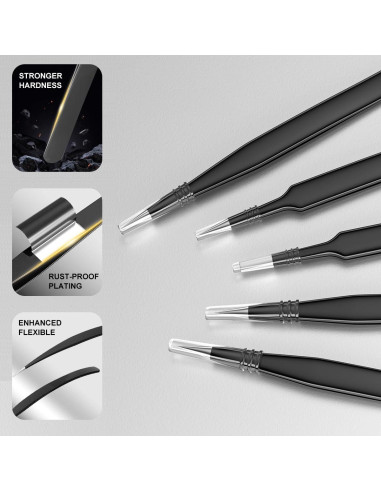 Juego de Pinzas de Precisión Antonki 12 Piezas con Estuche